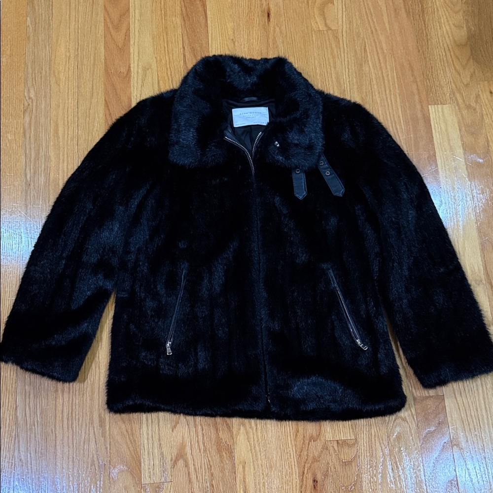 Zara Black Jacket Faux-Fur Coat